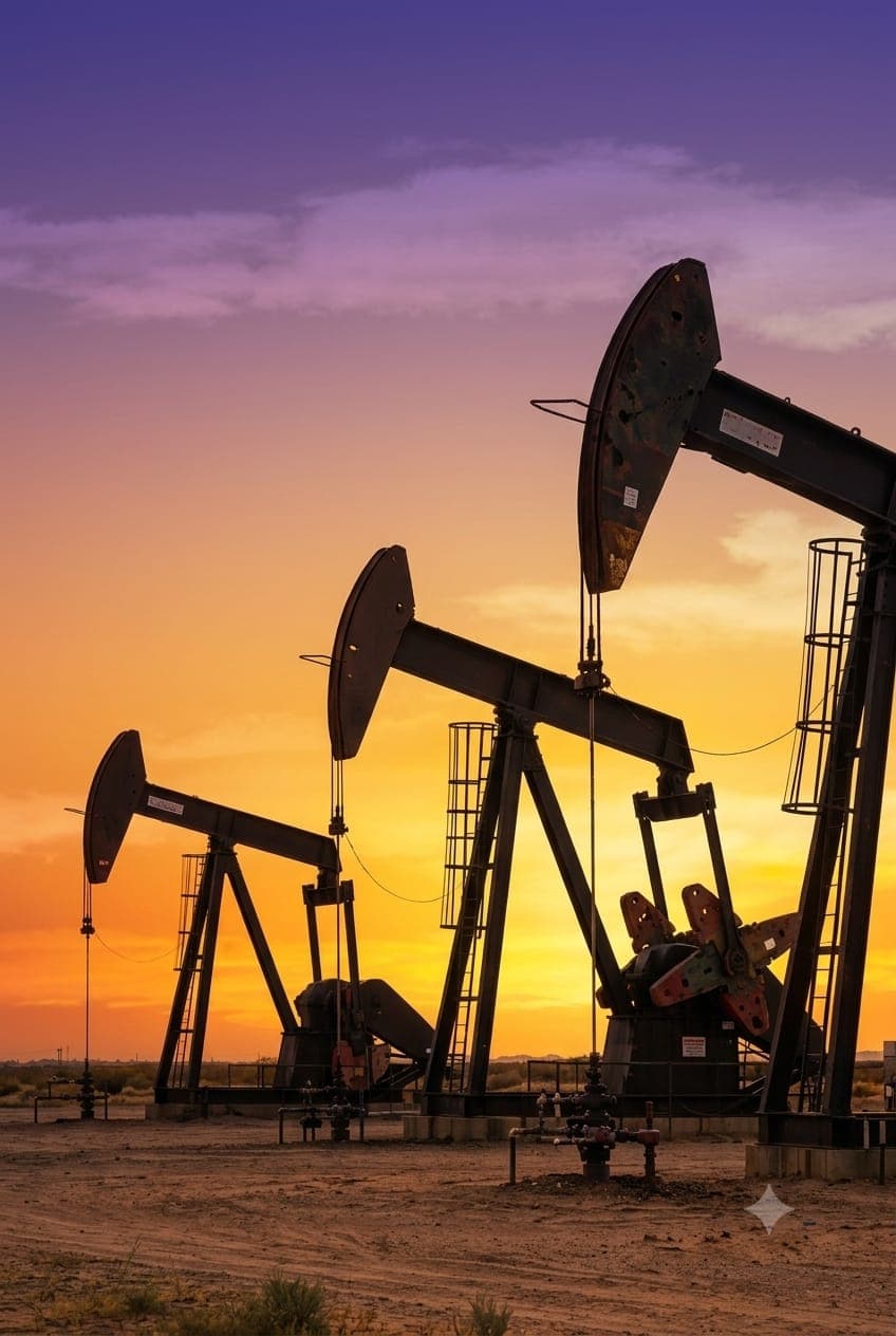 Bombas de extracción petrolera al atardecer